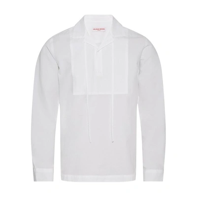 Orlebar Brown Uriel Cuban-collar Cotton-poplin Shirt In White