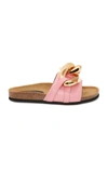 Jw Anderson Chain-embellished Leather Slides In Brown,black
