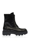 Miu Miu Leather Combat Boots In Black