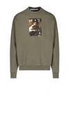 Off-white Caravaggio Boy Skate Crewneck Green Multicolor In Green