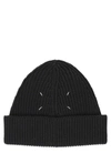 Maison Margiela Ribbed Beanie Hat In Black