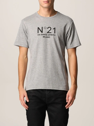 N°21 T-shirt N &deg; 21 T-shirt In Cotton Jersey With Logo In Grey