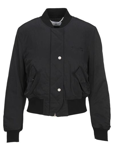 Off-white Embroidered Logo Bomber Jacket In Black