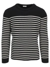 Saint Laurent Men Embroidered Cotton Blend Sweater In Black Natural