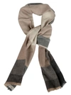 Brunello Cucinelli Check Scarf Scarves And Foulards Gray In Beige/grey