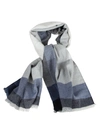 Brunello Cucinelli Wool And Cashmere Check Scarf In Grey/blue