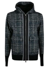 MAISON FLANEUR CHECK HOODED ZIP JACKET,21WMUJB200-TY295-BLUE