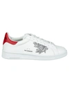 Dsquared2 Maple Leaf Embellished Logo Sneakers In White/silver
