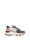 Hogan Leather, Calf-hair And Stretch-knit Sneakers In Grigio Panna Mattone
