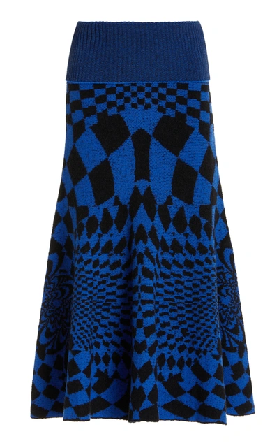 Stella Mccartney Womens Multicolor Geometric-pattern High-waist Wool-blend Midi Skirt 10 In Print