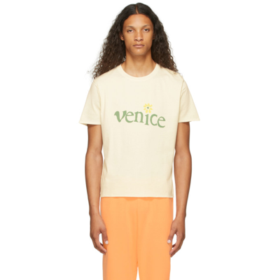 Erl Unisex Venice Be Nice Distressed Cotton Tee In White