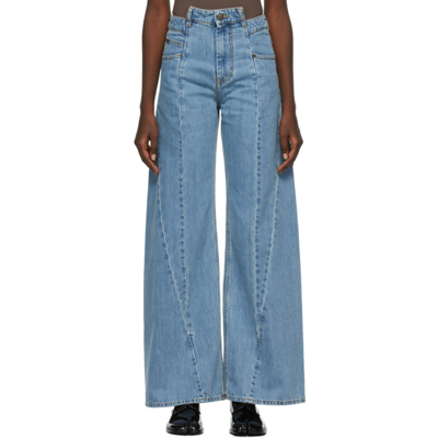 Maison Margiela Cotton Jeans With Iconic Back Stitching In Blue