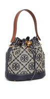 TORY BURCH T MONOGRAM JACQUARD BUCKET BAG TORY NAVY,TORYB49238