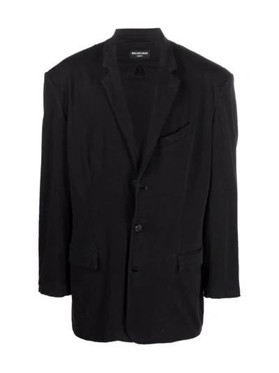 Balenciaga Worn-out Single-breasted Blazer In Black