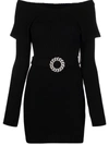 Giuseppe Di Morabito Wool Blend Belted Mini Dress In Nero