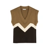 Rejina Pyo Kenna Colour-blocked Ribbed-knit Tank In Brown