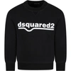 DSQUARED2 BLACK SWEATSHIRT FOR KIDS WITH LOGO,DQ0541-D002G DQ900