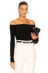 Shop Norma Kamali Long Sleeve Off Shoulder Top In Black