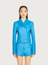Ferragamo Notched-lapel Long-sleeve Jacket In Blue