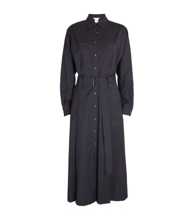 Max Mara Emy Belted Wool Midi Dress In Blu Marino