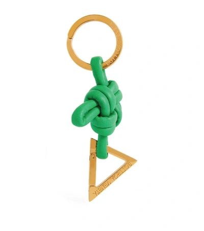 Bottega Veneta Leather Knot Keyring In Green