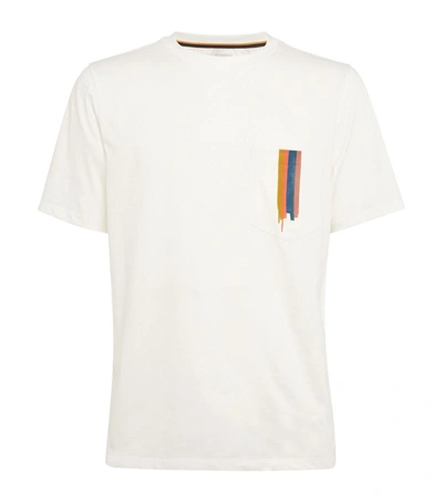 Paul Smith Mens White Brush Stroke Pocket Organic-cotton T-shirt Xl