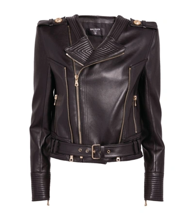 Balmain Leather Perfecto Jacket In Black