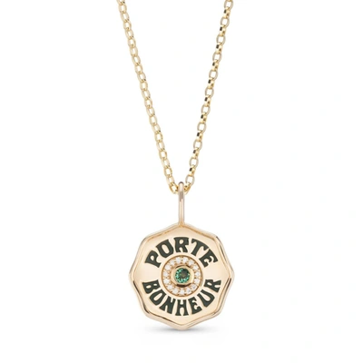 Marlo Laz Mini Porte Bonheur Diamond Necklace In Emerald