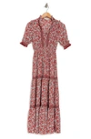 Max Studio Women's Shirred Floral Midi Dress In Terivdor