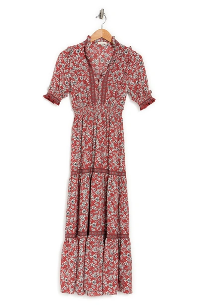 Max Studio Women's Shirred Floral Midi Dress In Terivdor