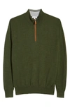 Peter Millar Crown Regular Fit Quarter Zip Pullover In Loden