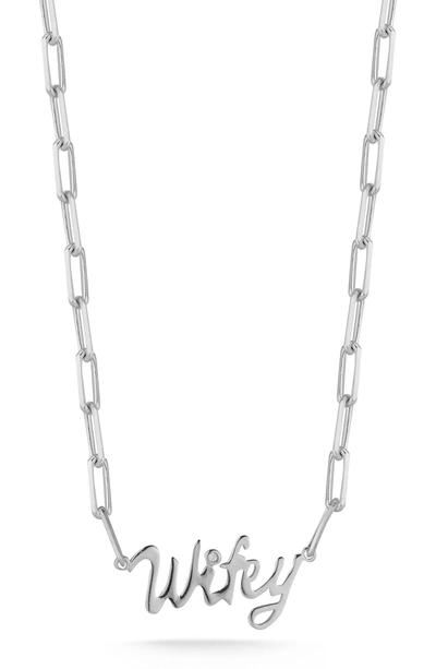 Sphera Milano Rhodium Plated Sterling Silver Wifey Necklace