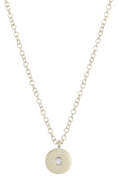 Meira T 14k Yellow Gold Bezel Diamond Round Pendant Necklace