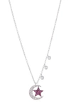 MEIRA T 14K WHITE GOLD DIAMOND & RUBY STAR & MOON CHARM NECKLACE
