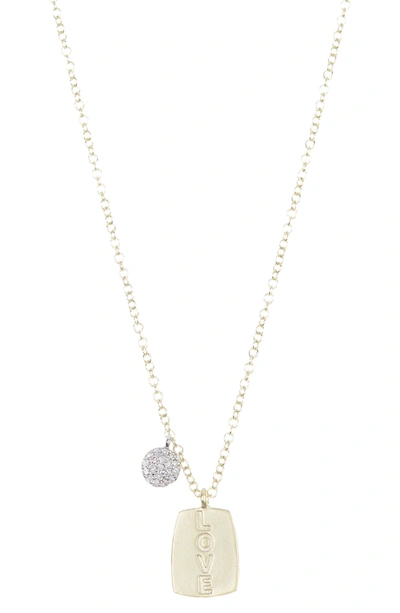 Meira T Yellow Gold Diamond Love Necklace