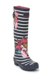 Joules 'welly' Print Rain Boot In Nvyflostrp