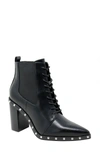 Charles By Charles David Debate Studded Lace-up Bootie In Black Faux Leather