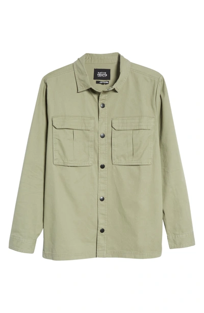 Native Youth Apparel Washed Cotton Overshirt In Khaki