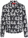 424 Logo-print Cotton-blend Denim Jacket In Black