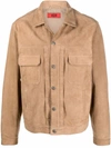 424 Button-up Leather Jacket In Beige