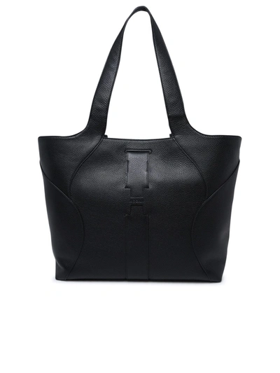 Hogan Black Tumbled Leather Shopping Bag