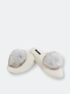 MINNIE ROSE MINNIE ROSE CASHMERE SLIPPER WITH REAL FOX FUR POM POM