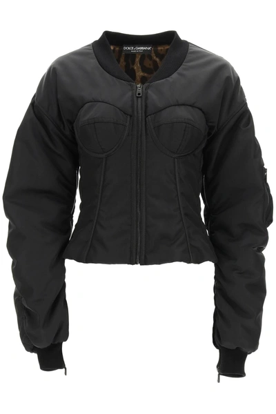 Dolce & Gabbana Bomber With Bustier Details In Black