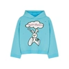 Natasha Zinko Happy Sunday Hooded Cotton-blend Sweatshirt In Blue