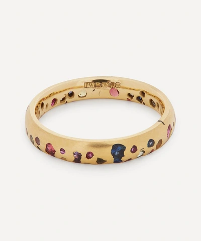 Polly Wales 18ct Gold Rainbow Sapphire Confetti Ring