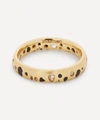 Polly Wales 18ct Gold Black And White Sapphire Confetti Ring In Gold