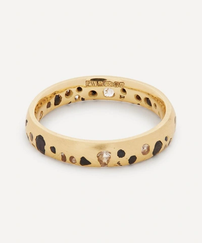 Polly Wales 18ct Gold Black And White Sapphire Confetti Ring