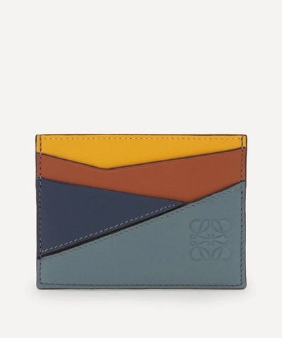 Loewe Men's Puzzle Leather Card Holder In Yellow/mango/tan