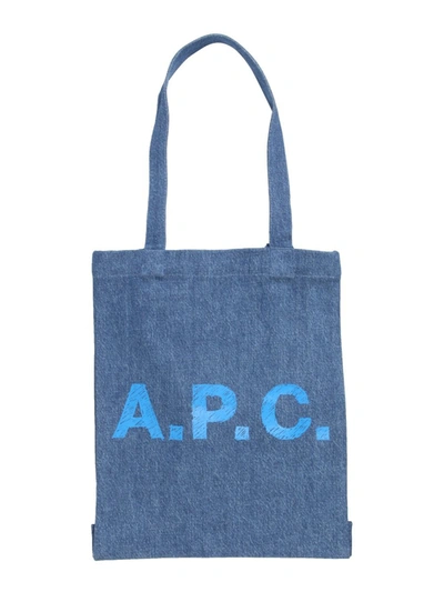 Apc A.p.c. Logo Printed Shopping Bag In Blue