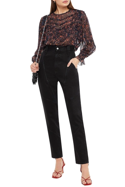 Iro Jeiran Ruffled Printed Georgette Blouse In Black